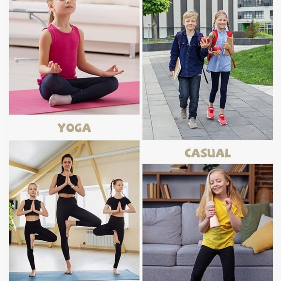 BALEAF Girls Leggings with Pockets Kids Athletic Pants Youth Yoga Dance, gray - Picture 10 of 11